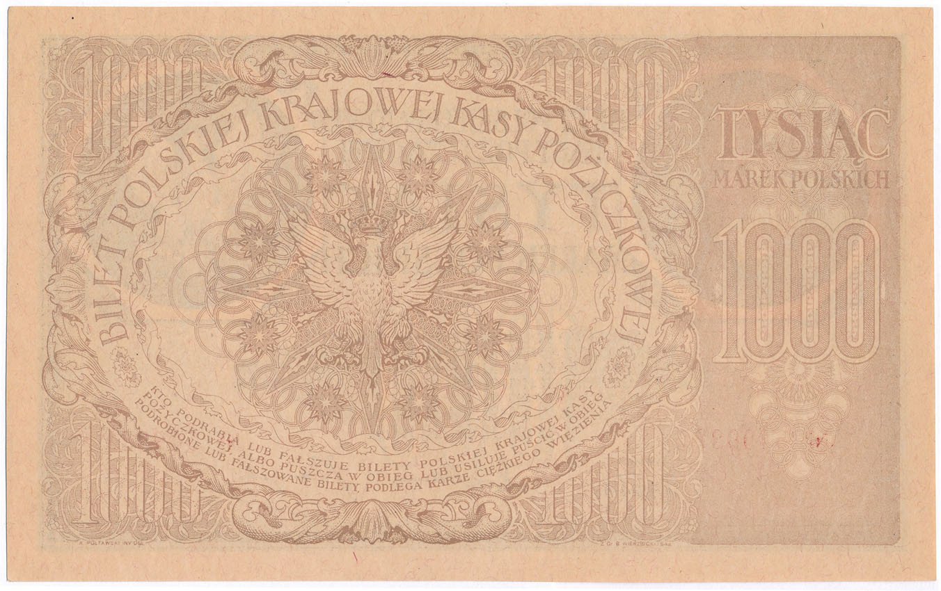 Banknot. 1000 marek polskich 1919